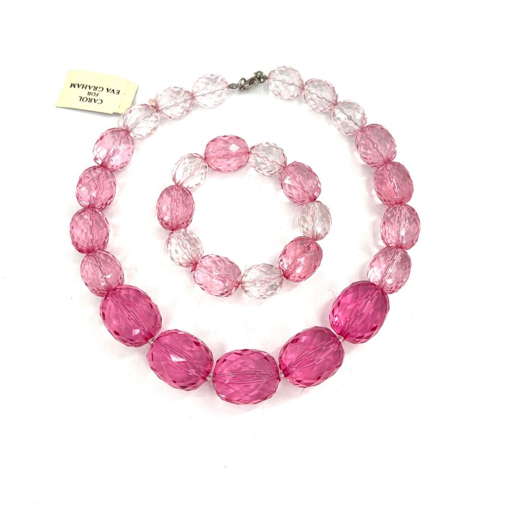 Carol for Eva Graham ambre pink necklace and bracelet set